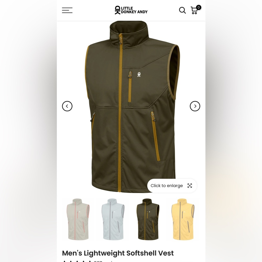 Little Donkey Andy Men's Olive Softshell Vest